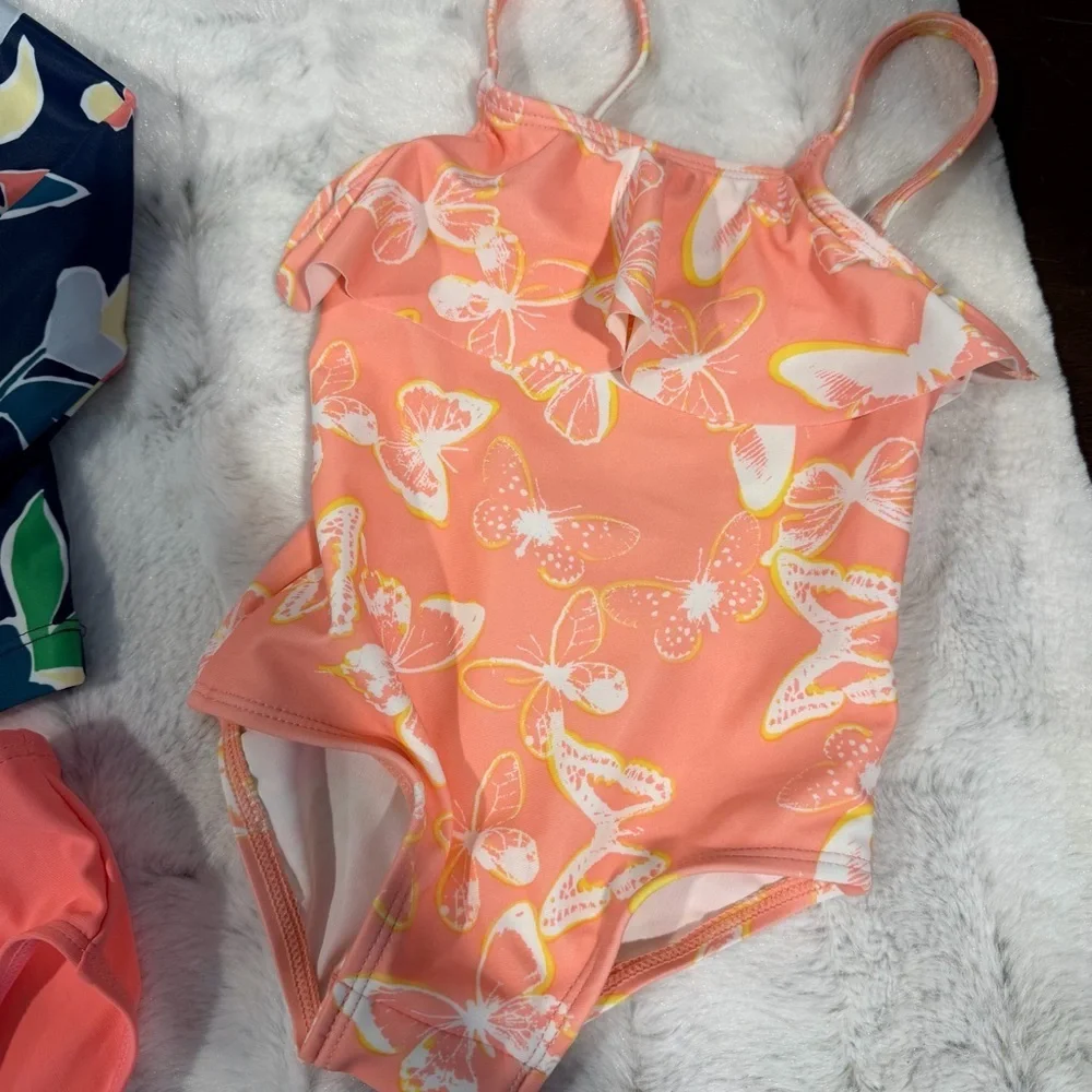 OshKosh B'gosh Coral & Navy Girls 3-Piece Swim Sets 9M